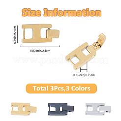 3Pcs 3 Colors Rectangle Stainless Steel Watch Band Clasps&nbsp;STAS-FH0002-27B