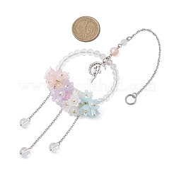 Natural Quartz Crystal Round Beaded Hanging Suncatchers&nbsp;HJEW-TA00290