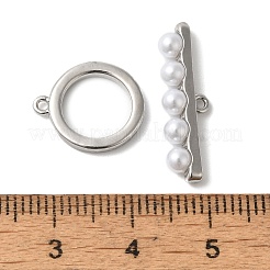 Brass with ABS Imitation Pearl Toggle Clasps&nbsp;KK-N254-89P