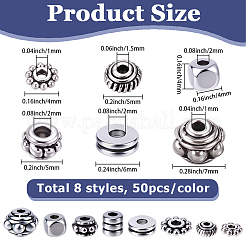 400Pcs 8 Styles Tibetan Style Alloy Spacer Beads&nbsp;FIND-SC0021-39