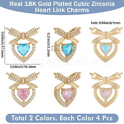 8Pcs 2 Colors Brass Micro Pave Cubic Zirconia Pendants&nbsp;KK-BBC0019-71