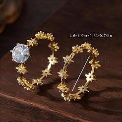 Brass Pave Cubic Zirconia Finger Rings&nbsp;KY9964-4