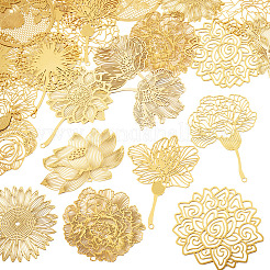 24Pcs 12 Styles Brass Filigree Big Pendants&nbsp;KKC-TA0001-05
