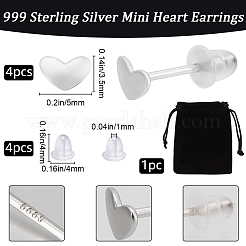 2Pairss 999 Fine Silver Stud Earrings&nbsp;STER-BBC0007-55
