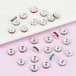 Brass Grade A Rhinestone Spacer Beads&nbsp;RB-A014-Z6mm-S