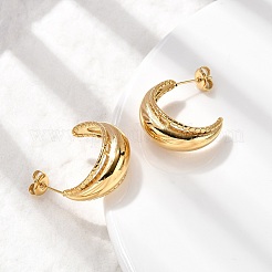 304 Stainless Steel Moon Stud Earrings&nbsp;EJEW-K268-46G