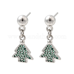 Christmas Brass Micro Pave Cubic Zirconia Dangle Stud Earrings&nbsp;EJEW-L306-01P-01