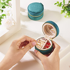 Portable Travel Round Velvet Jewelry Set Storage Zipper Boxes&nbsp;CON-TAC0001-11A