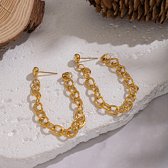 304 Stainless Steel Cable Chain Tassel Stud Earrings&nbsp;GP6296