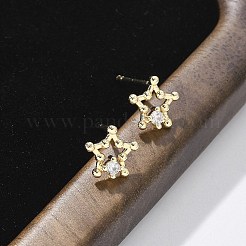 Brass Clear Cubic Zirconia Stud Earrings&nbsp;EJEW-Q014-13G