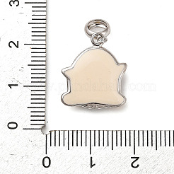 Rhodium Plated 925 Sterling Silver Enamel European Dangle Charms&nbsp;STER-P062-01C-02