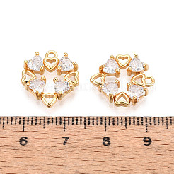 Brass Micro Pave Cubic Zirconia Pendants&nbsp;KK-N263-55G