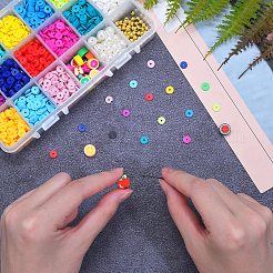 Flat Round Handmade Polymer Clay Beads&nbsp;CLAY-CJ0001-20