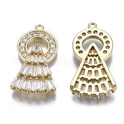 Brass Micro Pave Clear Cubic Zirconia Pendants&nbsp;ZIRC-S069-036G
