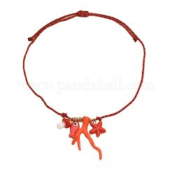 Summer Beach Porcelain Coral Fish Starfish Mushroom Pendant Cotton Cord Necklaces&nbsp;FS-WGEA949-01