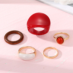 5Pcs Alloy with Resin Finger Rings&nbsp;FS-WGD69ED-01