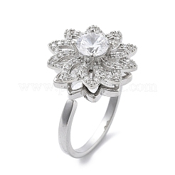 Sunflower Rotatable Open Cuff Rings for Women&nbsp;RJEW-S402-09P