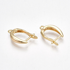 Brass Hoop Earring Findings with Latch Back Closure&nbsp;KK-S350-072G