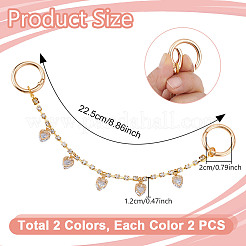 4Pcs 2 Colors Brass Rhinestone Link Bag Extender Chains&nbsp;HJEW-GA00034