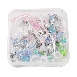 4Pcs Glass & Acrylic Mobile Straps&nbsp;HJEW-HS00013