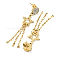 Ion Plating(IP) 304 Stainless Steel Star Dangle Stud Earrings&nbsp;EJEW-G400-42G-03