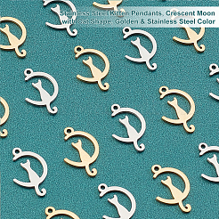 20Pcs 2 Colors 201 Stainless Steel Kitten Pendants&nbsp;STAS-UN0030-04