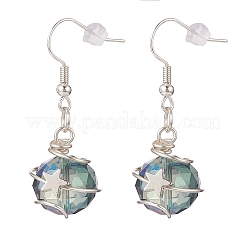 Glass Round with Star Dangle Earrings&nbsp;EJEW-JE05137