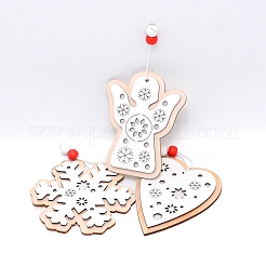 Christmas Themed Plywood with Hemp Rope Big Pendants&nbsp;WOOD-TAC0010-13
