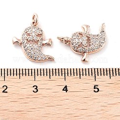 Halloween Rack Plating Brass Micro Pave Clear Cubic Zirconia Pendants&nbsp;KK-M280-04RG
