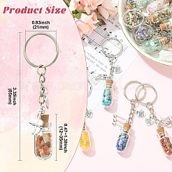 20Pcs Glass Bottle with Natural & Synthetic Gemstone Chip Keychains&nbsp;KEYC-CJ00014