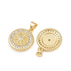 Brass Micro Pave Clear Cubic Zirconia Pendants&nbsp;KK-G544-36G