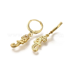 Brass Clear Cubic Zirconia Hoop Earrings&nbsp;EJEW-M045-01F