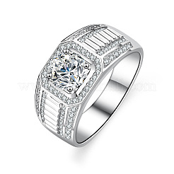 Rhodium Plated 925 Sterling Silver Micro Pave 6.5x3.9mm Moissanite Finger Rings&nbsp;WGBE16F-25