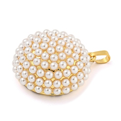 Rack Plating Brass & ABS Plastic Imitation Pearl Pendants&nbsp;KK-N255-03A-G-RS