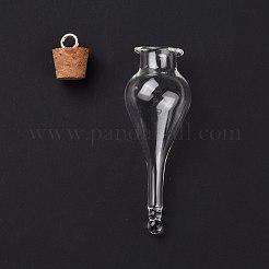 Teardrop Glass Cork Bottle Big Pendants&nbsp;AJEW-A041-01A