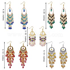 5Pair 5 Style Horse Eye & Ring Chandelier Earrings&nbsp;EJEW-SW00008