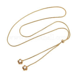 Adjustable 304 Stainless Steel Crystal Rhinestone Flower Round Snake Chain Lariat Necklaces for Women&nbsp;SA-D001-02G