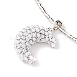 Brass with ABS Imitation Pearl Charm Necklace&nbsp;BJEW-Q350-05A-P