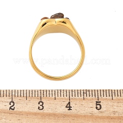 Heart Natural Tiger Eye Finger Rings&nbsp;RJEW-D303-01G-01