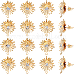 14Pcs Brass with Glass Stud Earring Findings&nbsp;KK-BBC0020-89