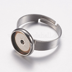 Tarnish Resistant Adjustable 201 Stainless Steel Finger Rings Components&nbsp;STAS-I097-038P