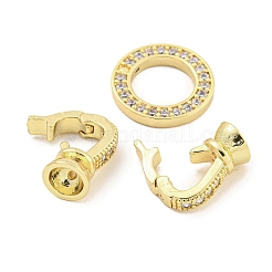 Brass Micro Pave CLear Cubic Zirconia Fold Over Clasps&nbsp;KK-Q814-01G