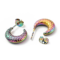 Ion Plating(IP) Rainbow Color 304 Stainless Steel Crescent Moon Stud Earrings&nbsp;EJEW-G293-10M