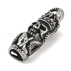 304 Stainless Steel Snake Wrapped Skull Connector Charms&nbsp;STAS-Z147-13AS