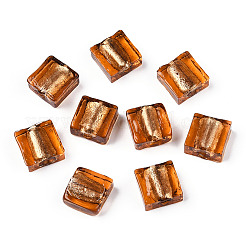 Handmade Silver Foil Lampwork Beads&nbsp;FOIL-S006-12x12mm-M