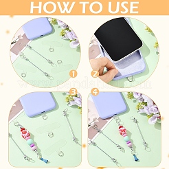 10Pcs Iron Beadable Keychain Bar with 10Pcs TPU Mobile Phone Lanyard Patch&nbsp;AJEW-YW0002-12-1
