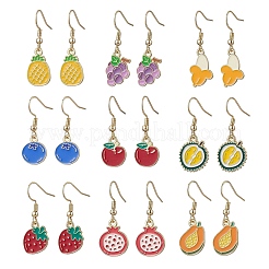 9 Pairs 9 Styles Alloy Enamel Dangle Earrings&nbsp;EJEW-JE06554