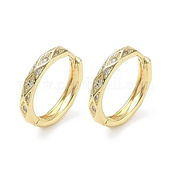 Brass Micro Pave Cubic Zirconia Hoop Earrings&nbsp;KK-CBA30C7-05G
