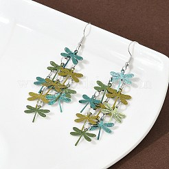 430 Stainless Steel Dragonfly Dangle Earrings&nbsp;EJEW-A137-04P-04