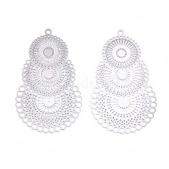 Tarnish Resistant 304 Stainless Steel Filigree Pendants&nbsp;STAS-R102-10P